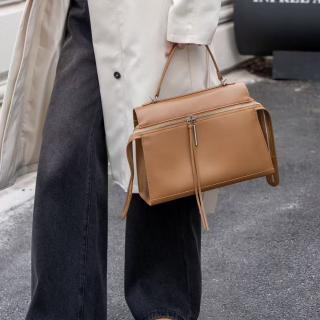 OEM Custom Top Cowhide Leather Tote Bag Luxury Vertical Genuine Leather Purse Bag for Women